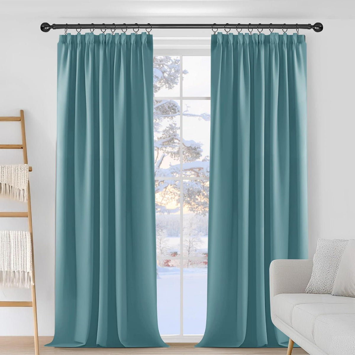 Verdunkelungsvorhänge Himmelblau 2er Set – Thermogardine 229x229cm