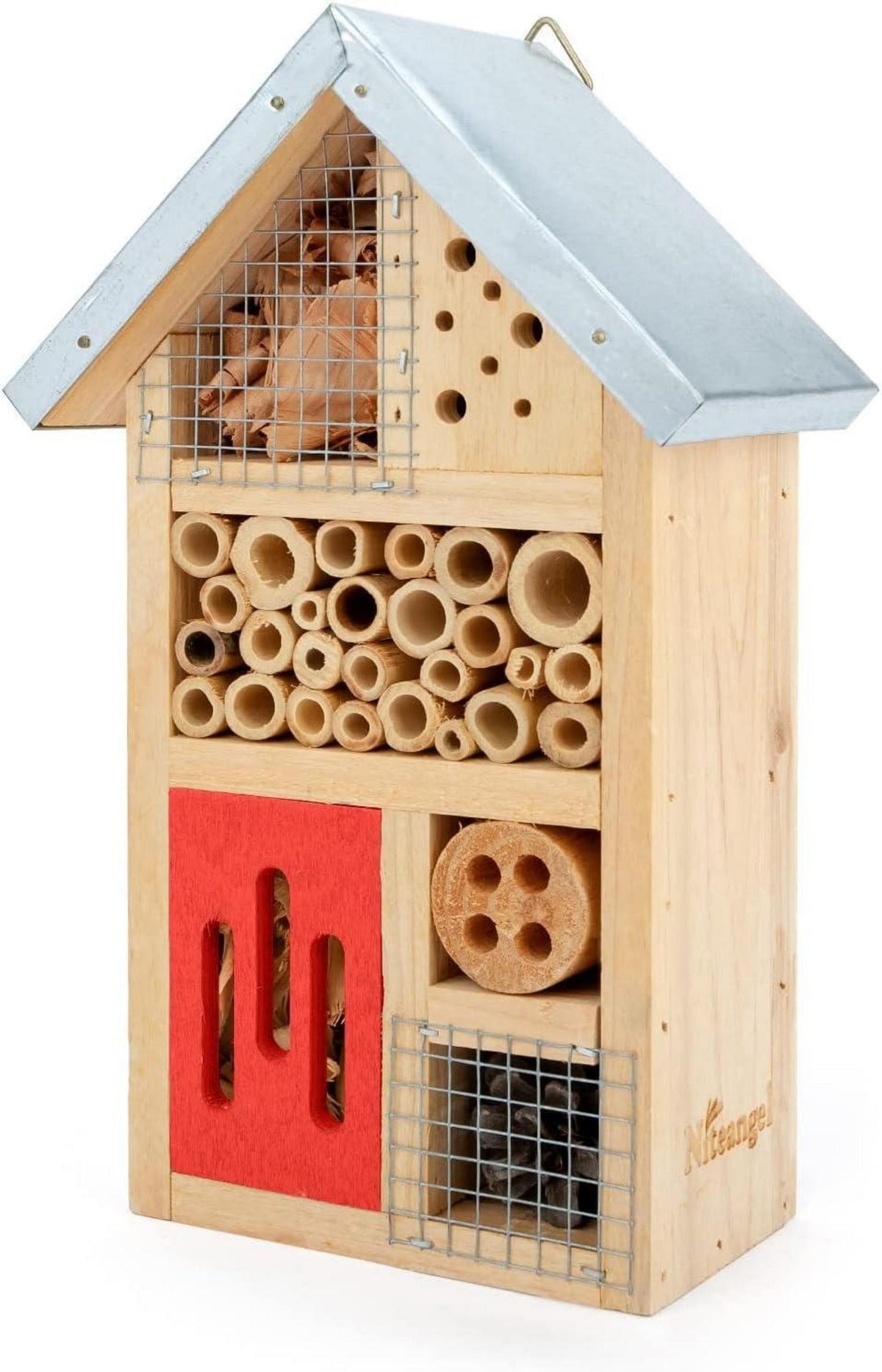 Insektenhotel aus Naturholz für Garten, Marienkäfer, Florfliegen 25,4