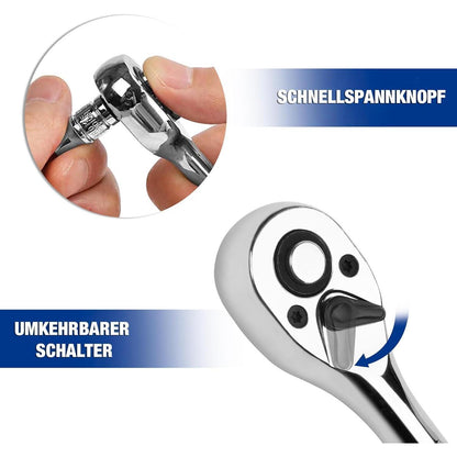 Steckschlüsselsatz 14tlg (4-13mm) mit 72 Zähne Umschaltknarre
