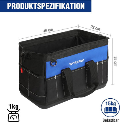 WORKPRO Elektriker Werkzeugtasche 40CM Wasserdicht 600D