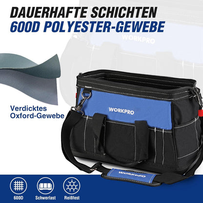 WORKPRO Elektriker Werkzeugtasche Wasserdicht 40CM 600D Polyester Schwarz Blau