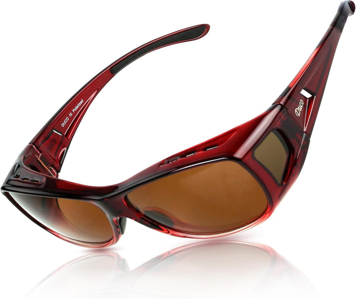 Polarisierte Sonnenbrille UV400 Schutz Wrap Around Fit-over Brille Rot