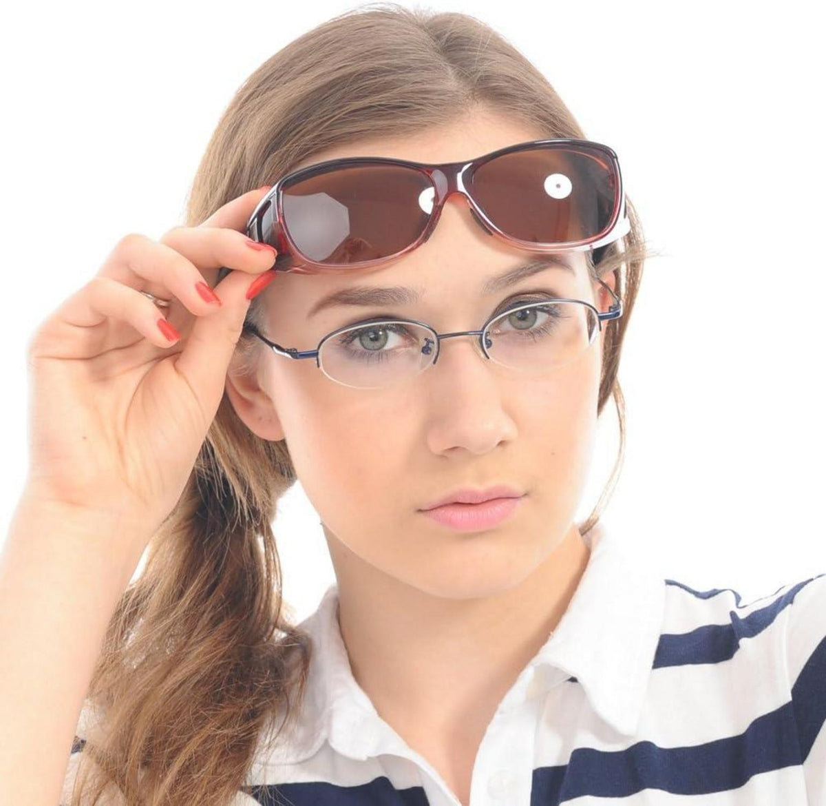 Polarisierte Sonnenbrille UV400 Schutz Wein Rot/Braun Überbrille Brillenträger Fit-over M