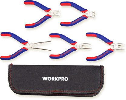 WORKPRO Mini Zangen Set 5-teilig praktische Aufbewahrung Tasche