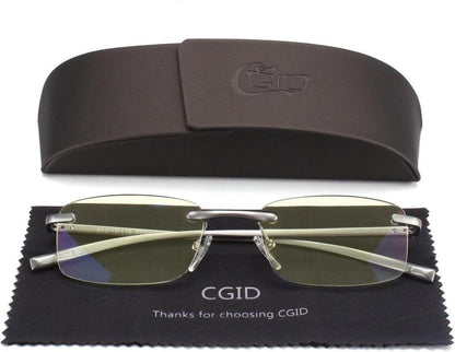 CGID Anti-Blaulicht Lesebrille Aluminium Magnesium rahmenlos +1.0