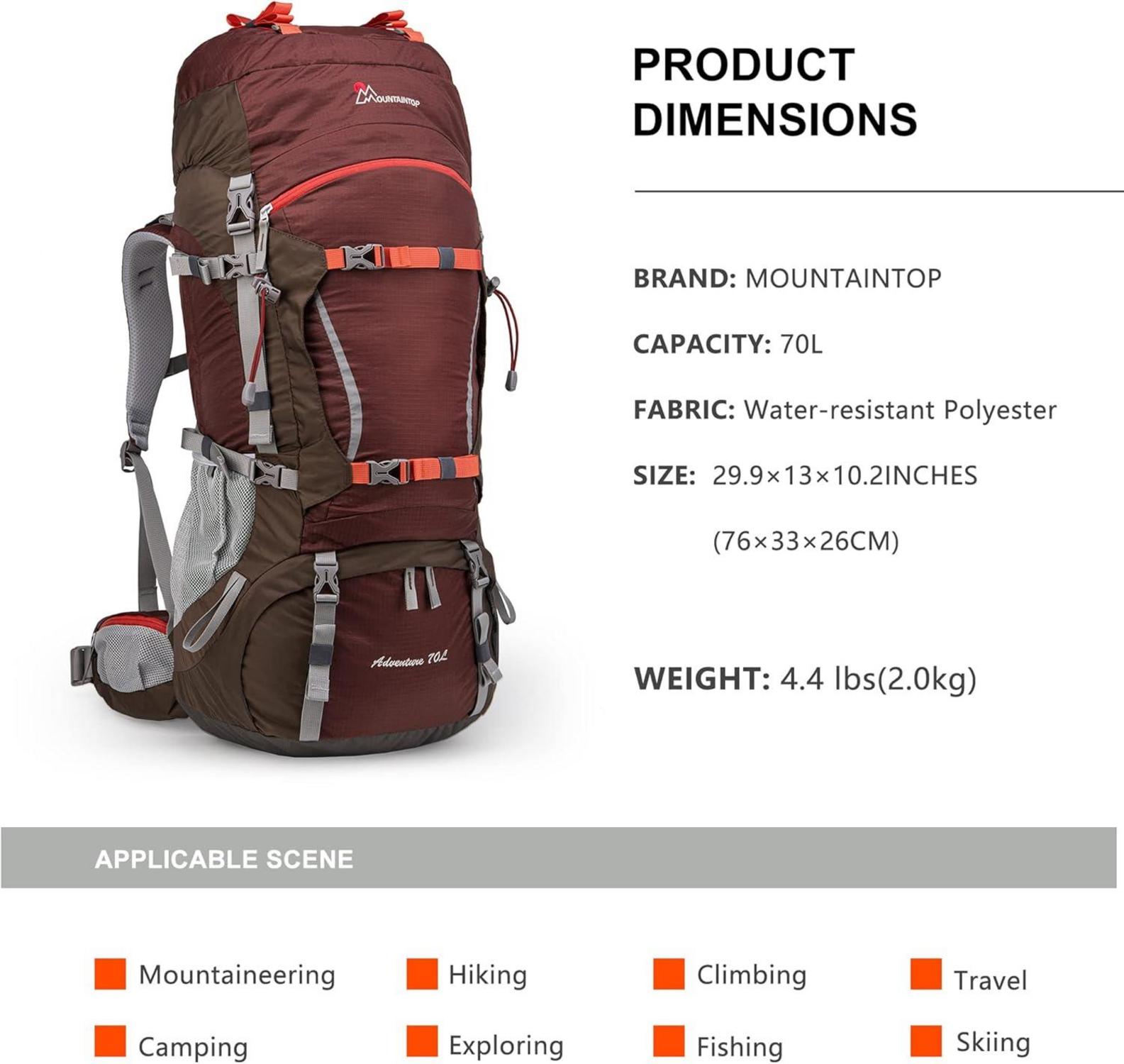 MOUNTAINTOP 70L Trekkingrucksack Innenrahmen Herren Damen