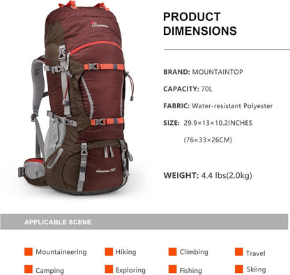 MOUNTAINTOP 70L Trekkingrucksack Innenrahmen Herren Damen