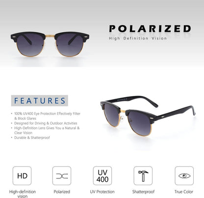 CGID Retro Vintage Sonnenbrille Halbrahmen Polarisiert UV400