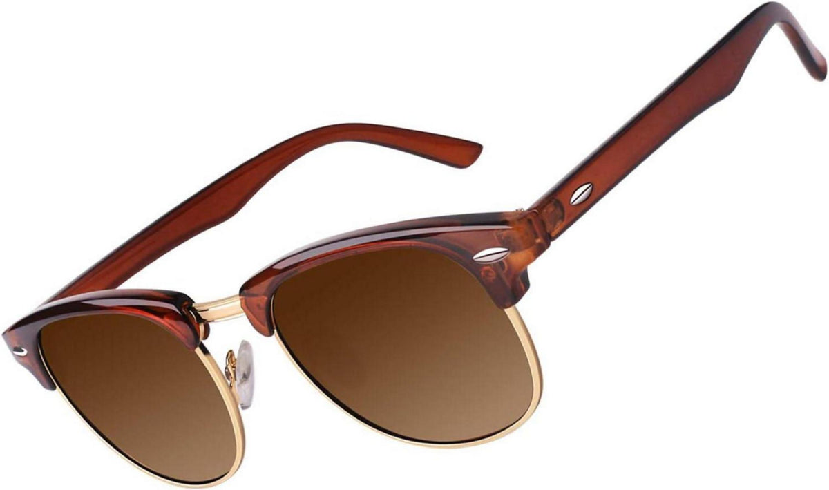 Polarisierte Retro Sonnenbrille UV400 Schutz Halbrahmen Vintage