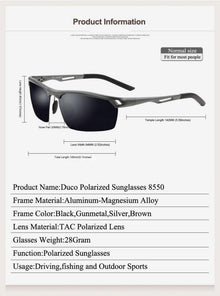 DUCO Polarisierte Sportsonnenbrille Herren Retro Ultraleicht