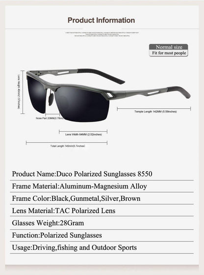DUCO Polarisierte Sportsonnenbrille Herren Retro Ultraleicht
