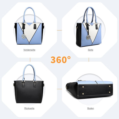 Miss Lulu Damen Handtasche Schultertasche Shopper Blau