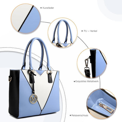 Miss Lulu Damen Handtasche Schultertasche Shopper Blau