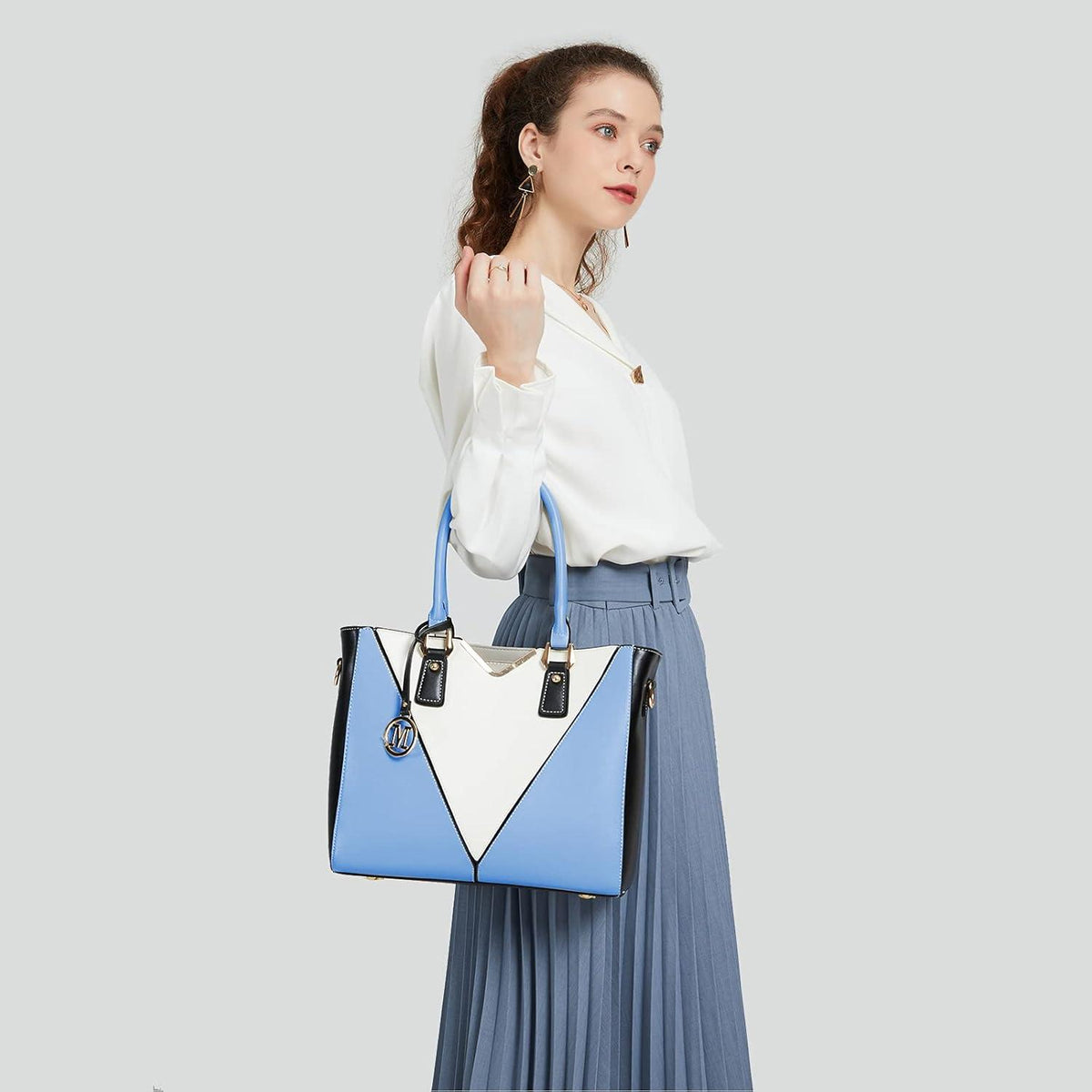 Miss Lulu Damen Handtasche Schultertasche Shopper Blau