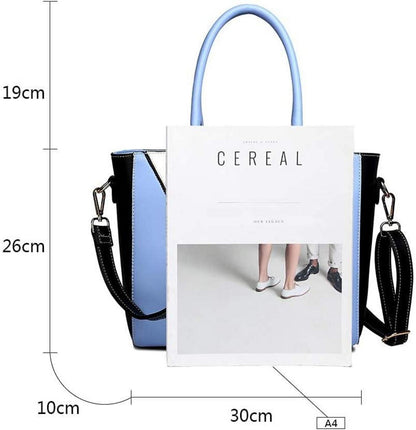 Miss Lulu Damen Handtasche Schultertasche V-förmiges Design Blau