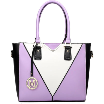 Miss Lulu Damen Handtasche Lila Synthetic Tasche in Lederoptik