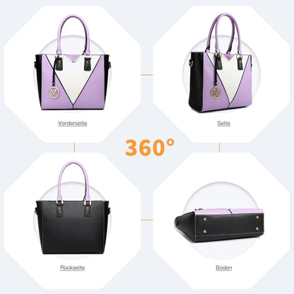 Miss Lulu Damen Handtasche Lila Synthetic Tasche in Lederoptik