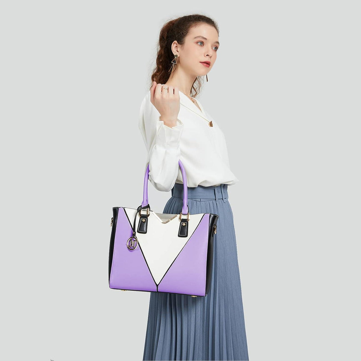 Miss Lulu Damen Handtasche Lila Synthetic Ledertasche