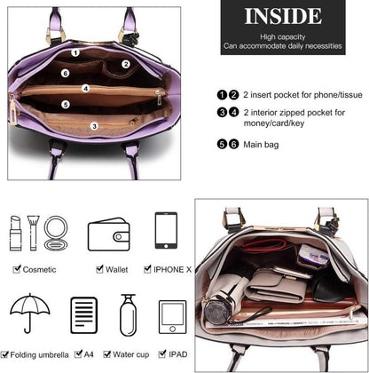 Elegante Damenhandtasche Lila V-Form Synthetik mit Schultergurt