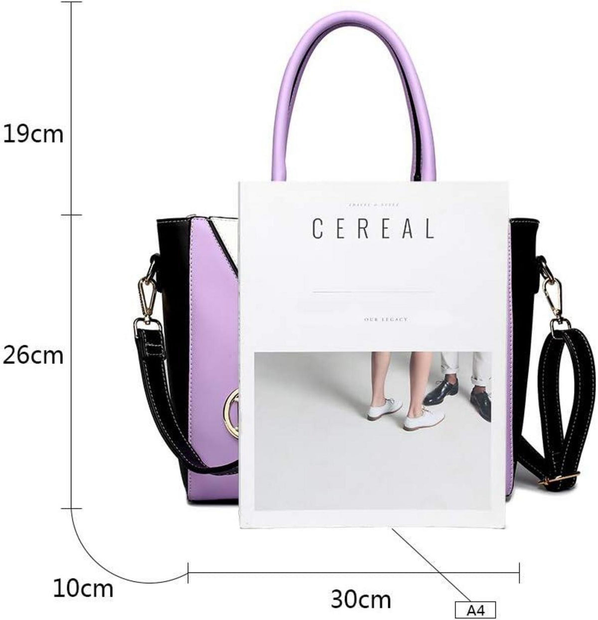 Miss Lulu V-förmige Handtasche Damen, Synthetic Ledertasche mit Schultergurt, Lila