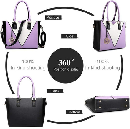 Damen Handtasche Schultertasche V-Design Ledertasche Lila