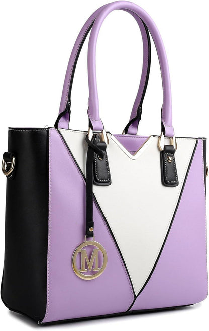Damen Handtasche Schultertasche Shopper V-Form Ledertasche Lila