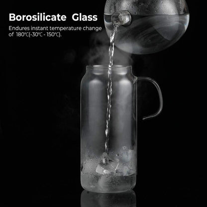 Glaskaraffe 1.5 Liter Wasserkrug mit Edelstahl Deckel