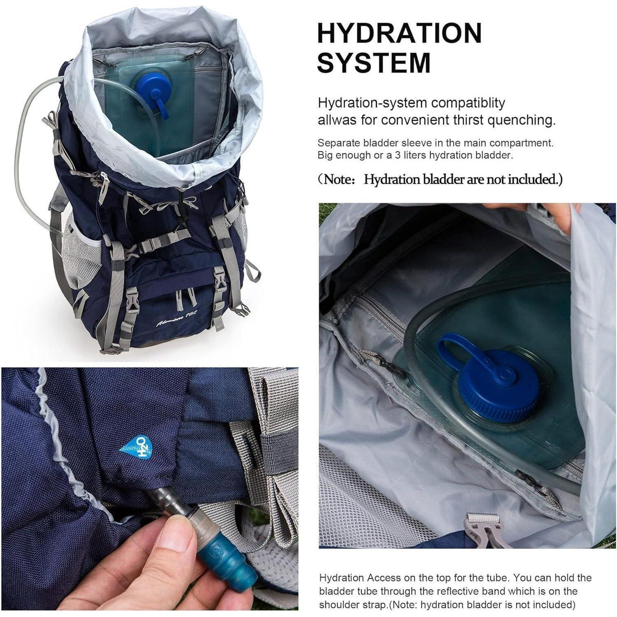 70L Trekkingrucksack mit Regenschutz für Damen und Herren