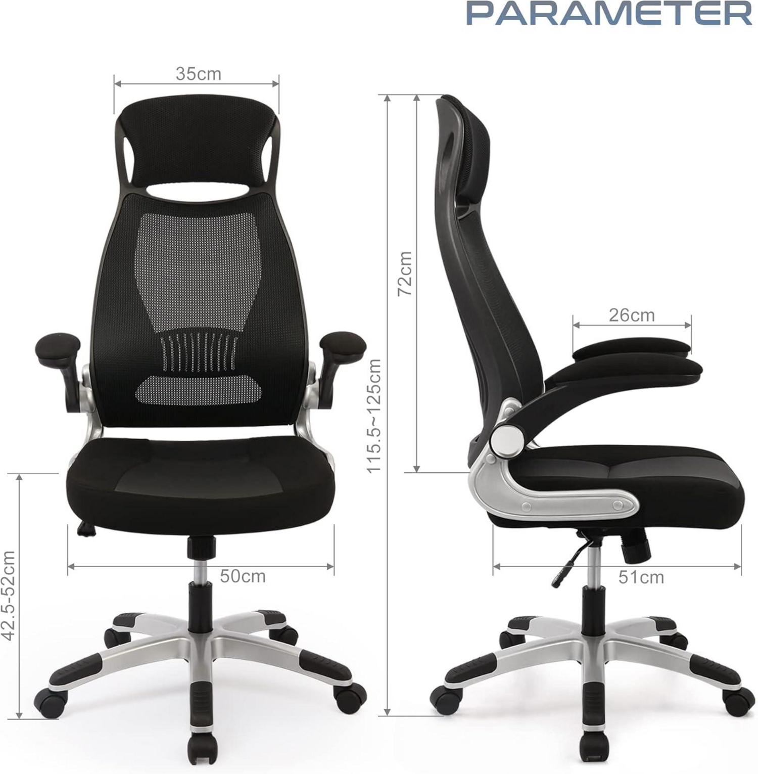 Ergonomischer Bürostuhl mit Armlehnen und Lendenwirbelstütze