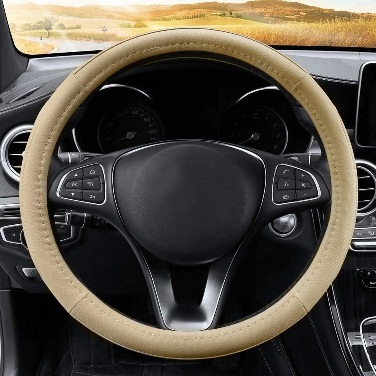 Anti-Rutsch Lenkradbezug Auto Beige (37-38cm)