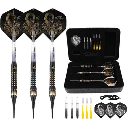 CUESOUL Black Scorpion Soft Dartpfeile Set 16g Deluxe Case