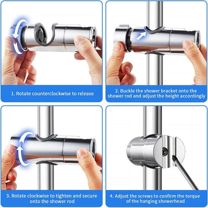 Verstellbare Handbrause Halterung 360° drehbar für Duschstange 19-25 mm - ABS & Chrom - Duschhalterung Slide Bar
