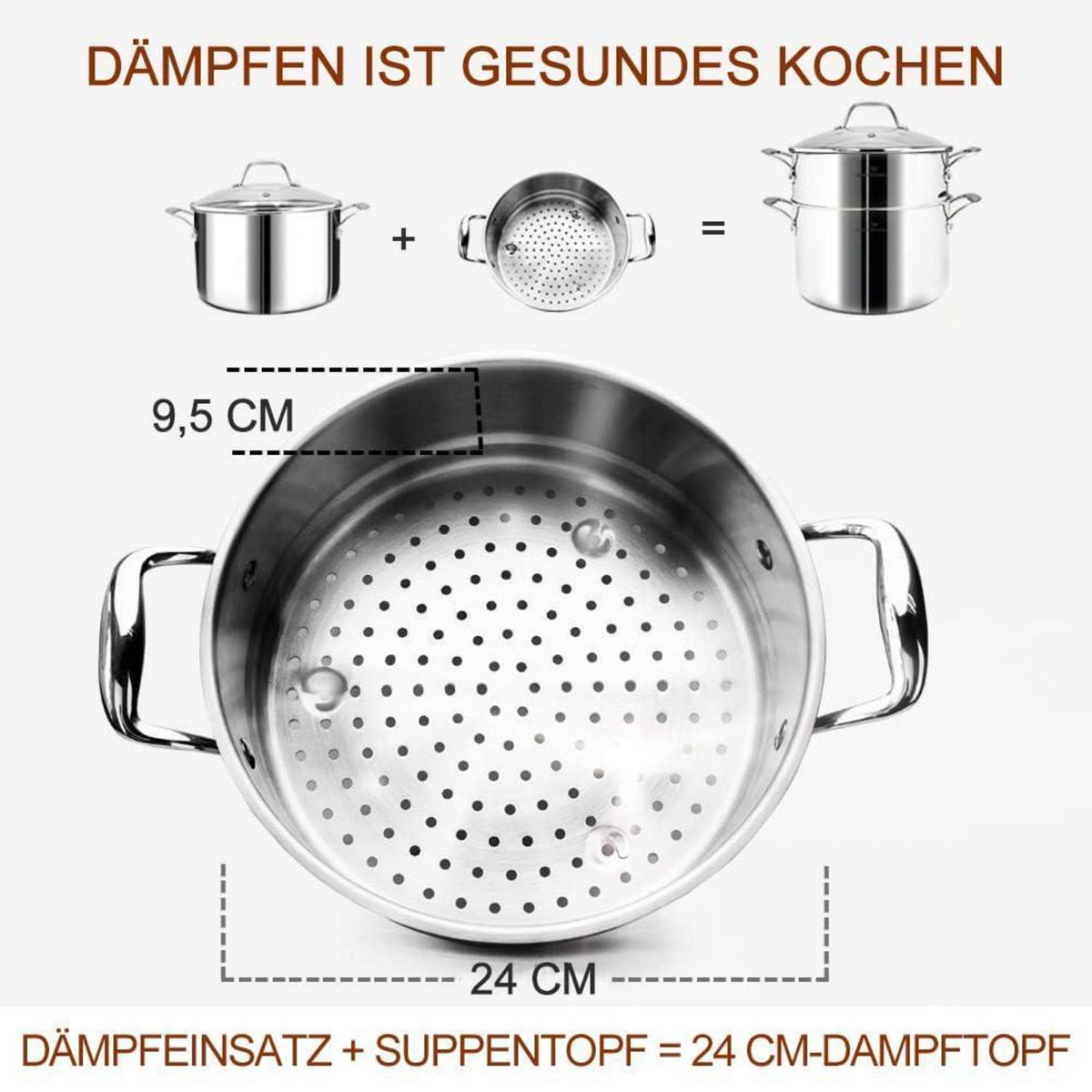 14-teiliges Edelstahl Kochgeschirr Set nickelfrei, 3-lagig
