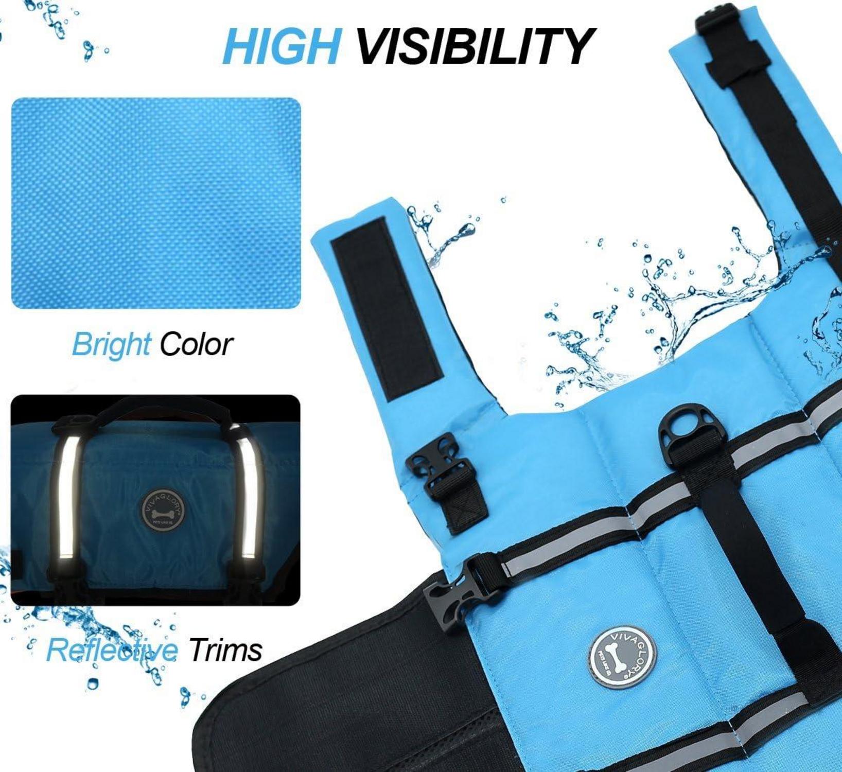 VIVAGLORY Hundeschwimmweste Auftrieb Sichtbarkeit Blau M 53-63cm Brustkorbumfang