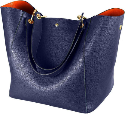 Große Damen Henkeltasche Leder Schultertasche Blau