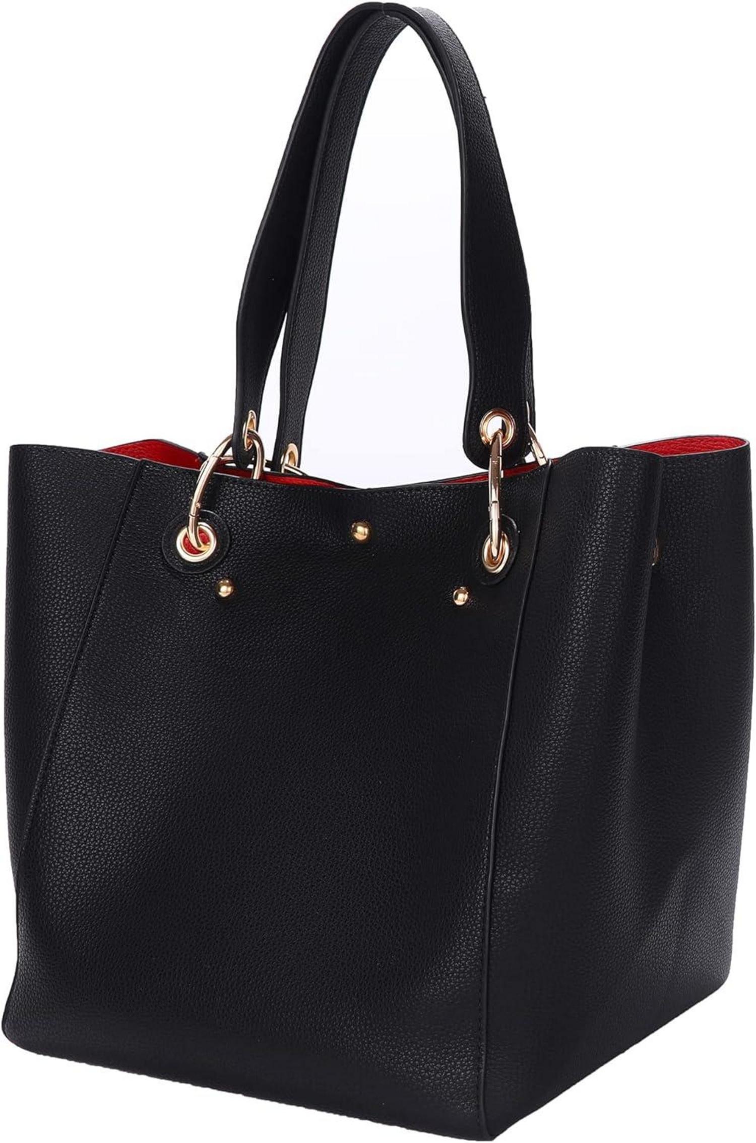 Große Damen Handtasche Leder Schultertasche Shopper Blau