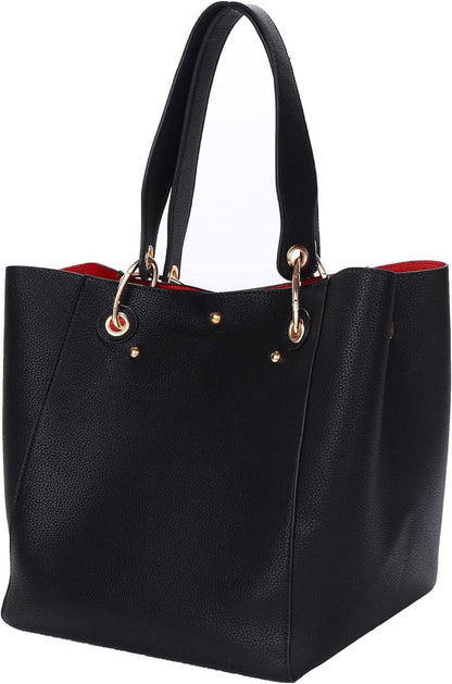 Große Damen Handtasche Leder Schultertasche Shopper Blau