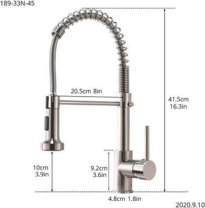 Timaco Einhand-Wasserhahn Küche Küchenarmatur Gebürsteter Nickel Federbrause