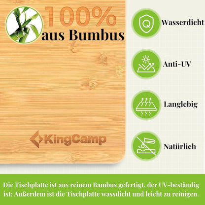 Klapptisch Bambus Höhenverstellbar Camping Garten 100x72 cm UV-Schutz