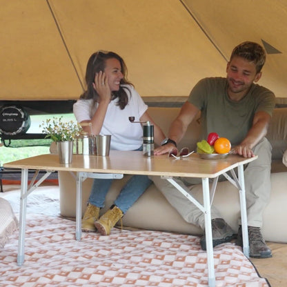 Klapptisch Bambus Höhenverstellbar Camping Garten 100x72 cm UV-Schutz