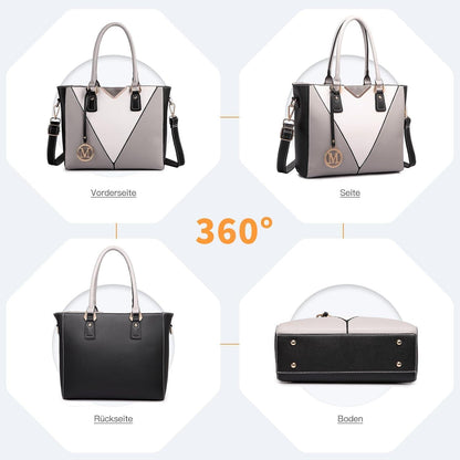 Miss Lulu Handtasche Damen Schultertasche Shopper V-förmiges