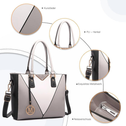 Miss Lulu Handtasche Damen Schultertasche Shopper V-förmiges