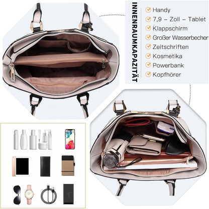 Miss Lulu Handtasche Damen Schultertasche Shopper V-förmiges