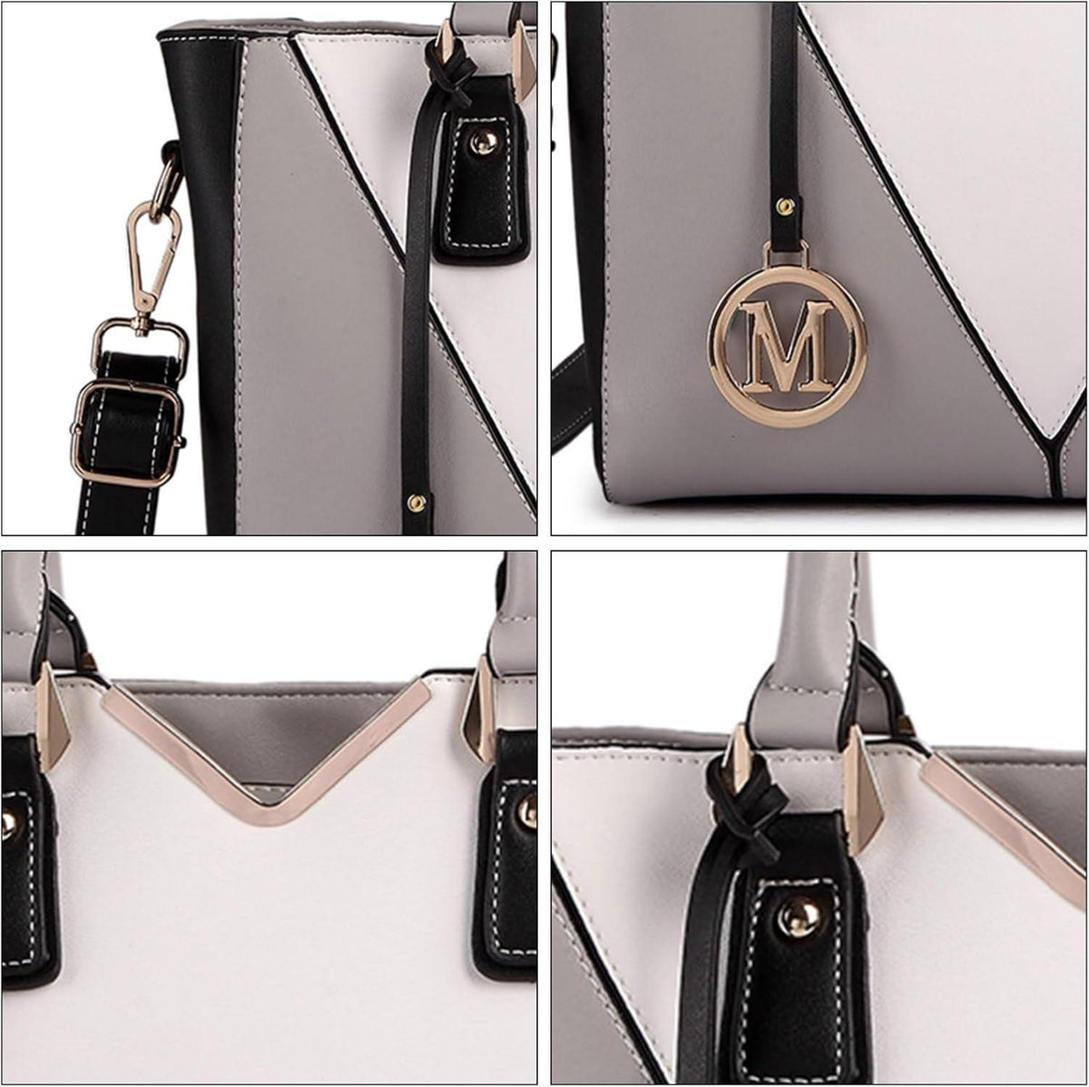Damen Handtasche Grau Schultertasche Shopper V-Design Synthetic