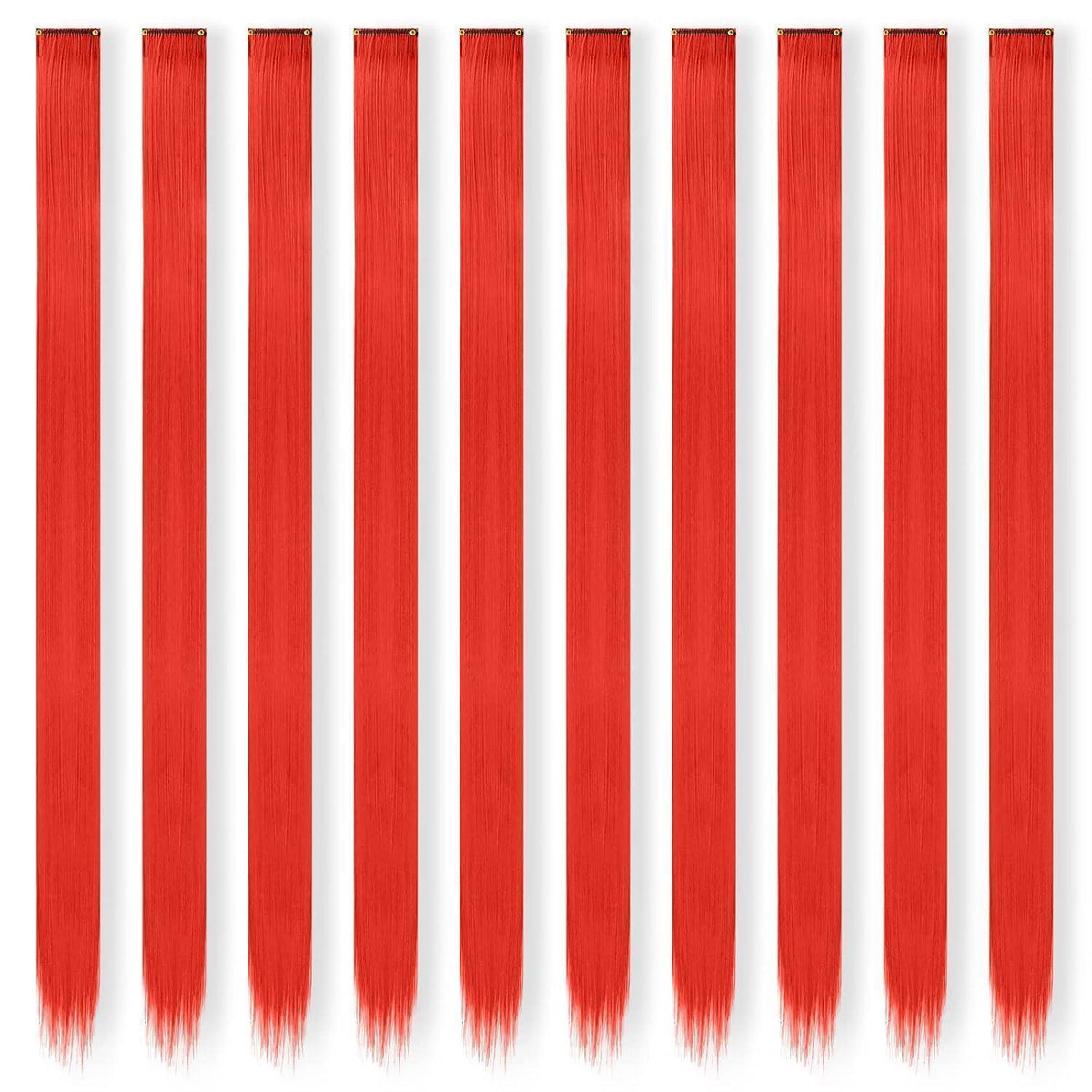 Rote Haarverlängerung Clip-In – 55cm, 10er Set