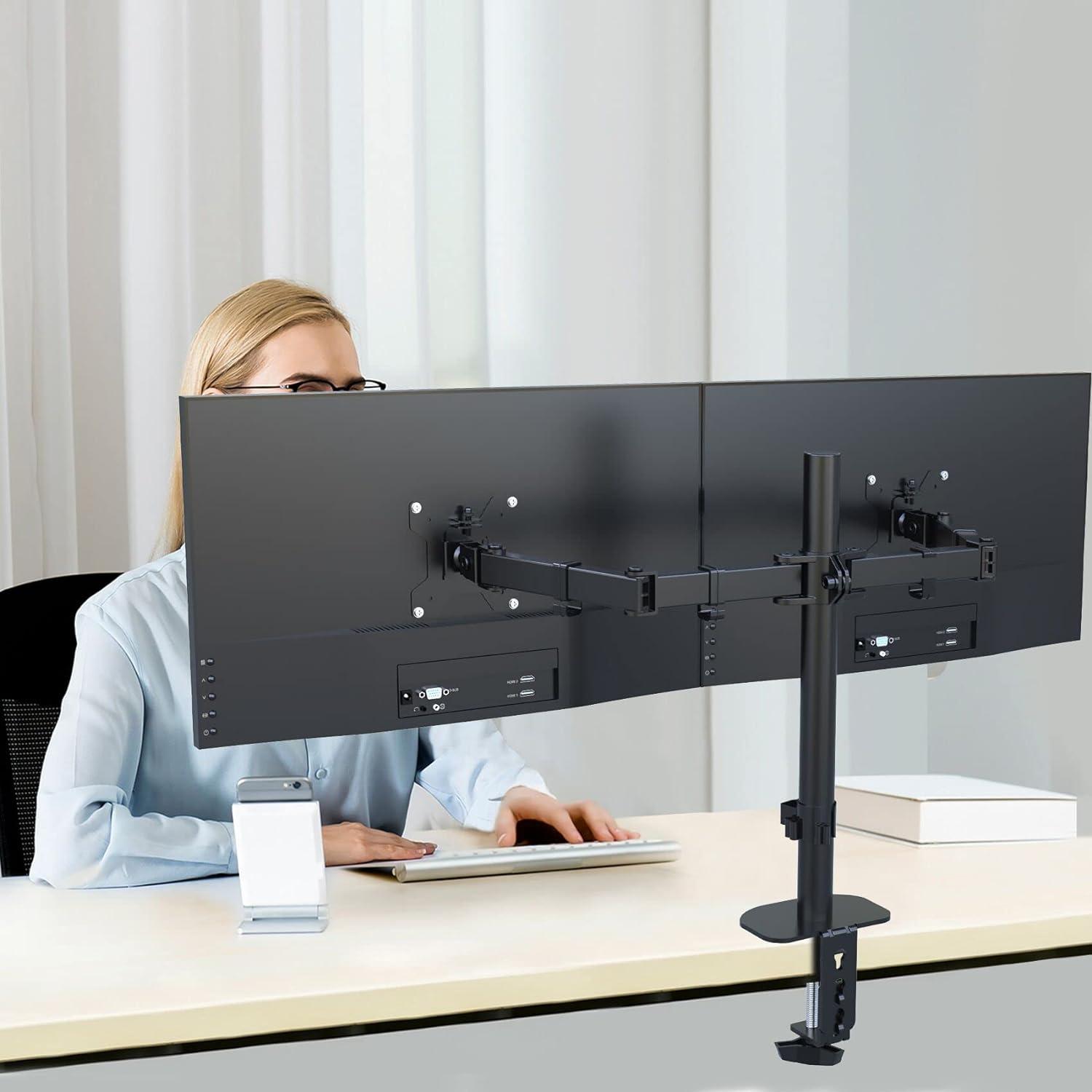 Monitor Halterung 2 Monitore 13-27 Zoll LED LCD Dual Arm VESA 75/100mm
