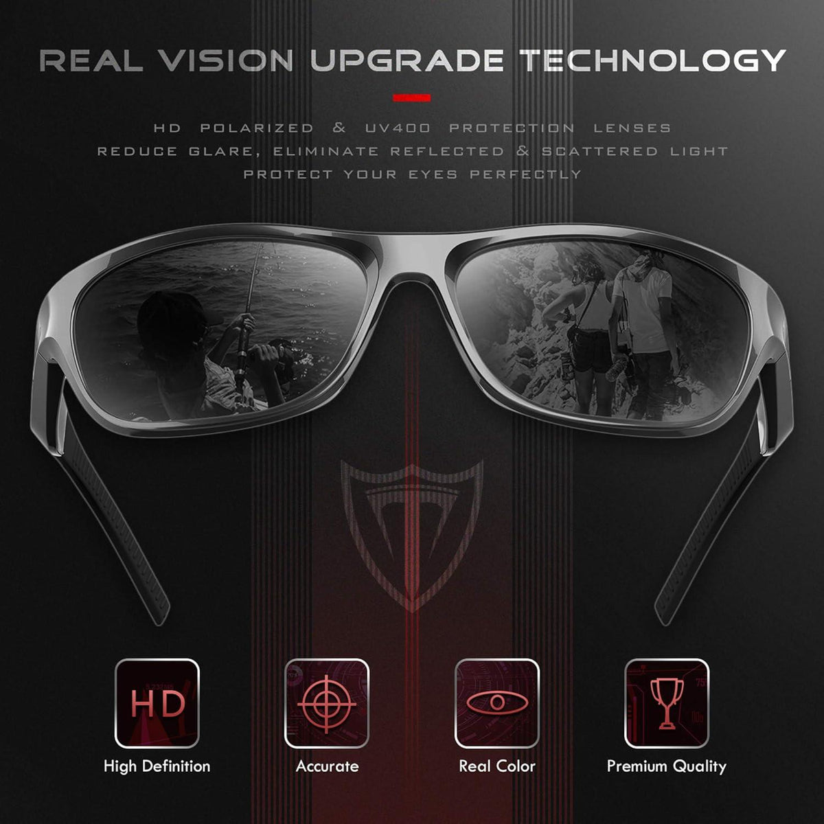 Polarisierte Golf Sonnenbrille für Herren mit 5 Gläsern