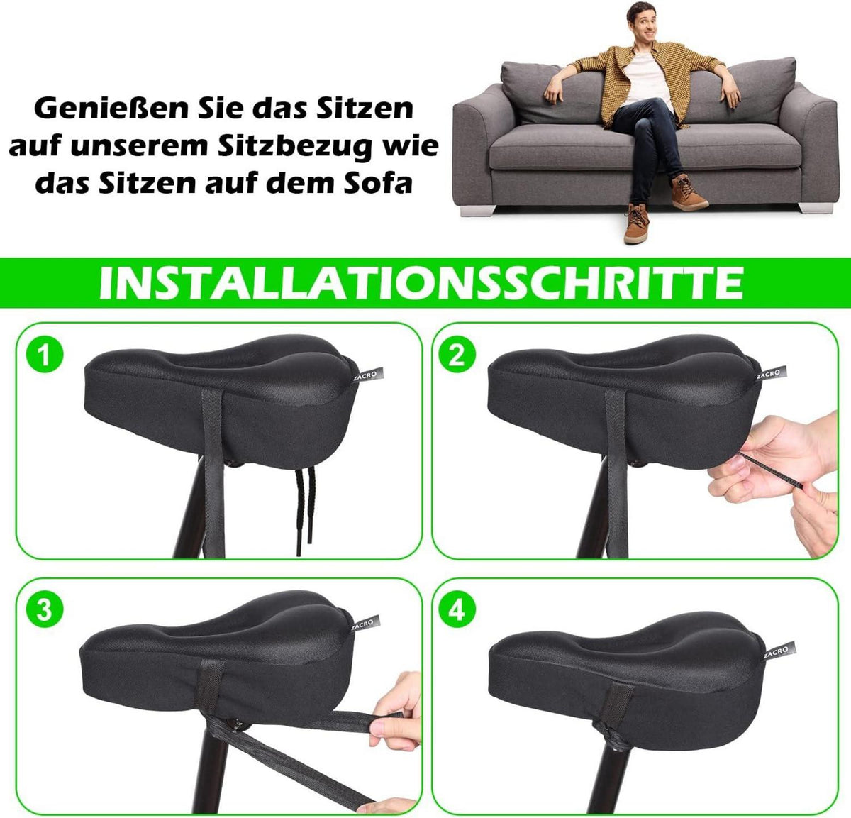 Gel Fahrradsattel Überzug wasserdicht mit Anti-Rutsch Design 28x19cm