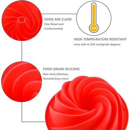 Silikon Gugelhupfform 9 Zoll – Rose Rot, Antihaft Backform