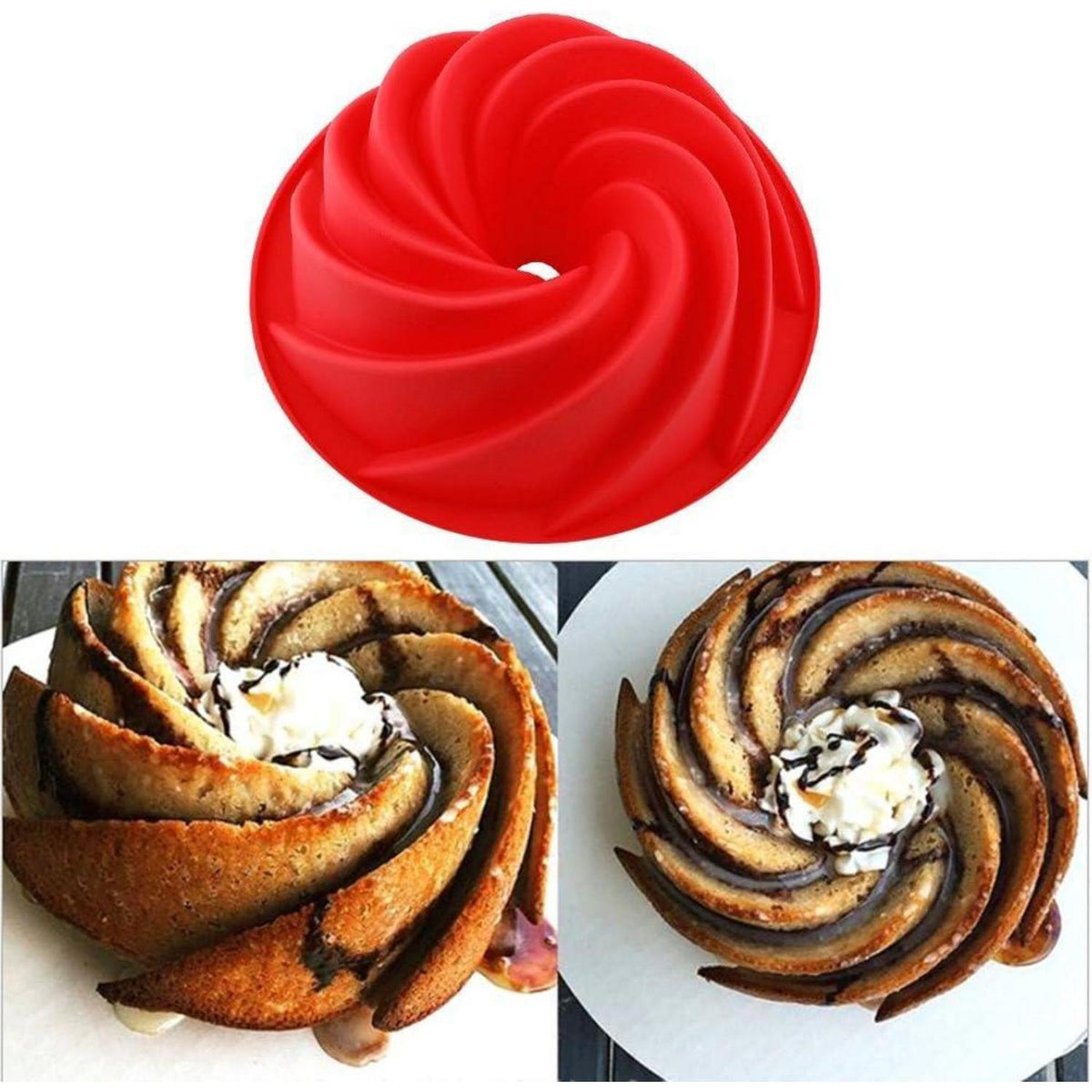 Silikon Gugelhupfform 9 Zoll – Rose Rot, Antihaft Backform